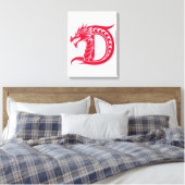 Dragon Styled Letter D, Dragon Alphabet, Monogram キャンバスプリント (インサイチュ (寝室))