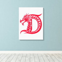 Dragon Styled Letter D, Dragon Alphabet, Monogram キャンバスプリント