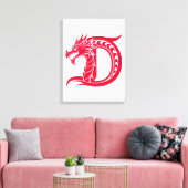 Dragon Styled Letter D, Dragon Alphabet, Monogram キャンバスプリント (インサイチュ (リビング))