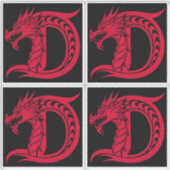 Dragon Styled Letter D, Dragon Alphabet, Monogram シール (正面)