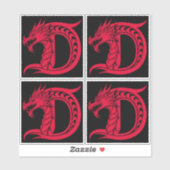 Dragon Styled Letter D, Dragon Alphabet, Monogram シール (シート)