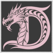 Dragon Styled Letter D, Dragon Alphabet, Monogram シール (正面)