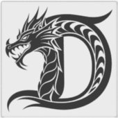 Dragon Styled Letter D, Dragon Alphabet, Monogram シール (正面)