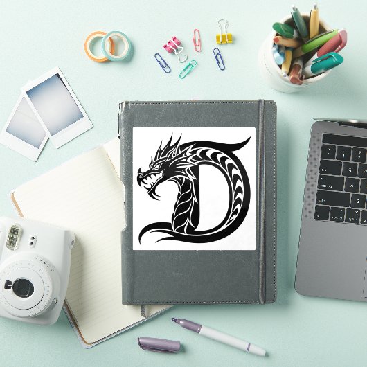 Dragon Styled Letter D, Dragon Alphabet, Monogram シール (iPadカバー)