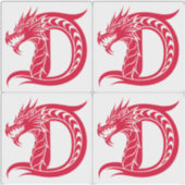 Dragon Styled Letter D, Dragon Alphabet, Monogram シール (正面)
