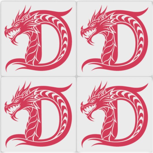 Dragon Styled Letter D, Dragon Alphabet, Monogram シール (正面)