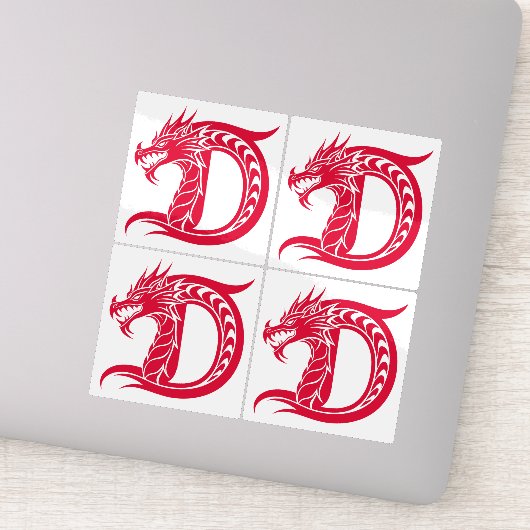 Dragon Styled Letter D, Dragon Alphabet, Monogram シール (詳細)