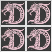 Dragon Styled Letter D, Dragon Alphabet, Monogram シール (正面)