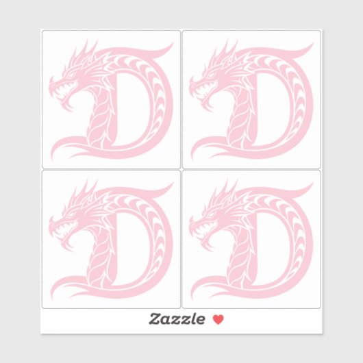 Dragon Styled Letter D, Dragon Alphabet, Monogram シール (シート)