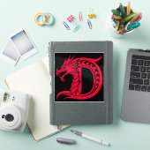 Dragon Styled Letter D, Dragon Alphabet, Monogram シール (iPadカバー)
