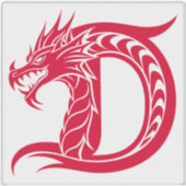 Dragon Styled Letter D, Dragon Alphabet, Monogram シール (正面)