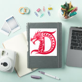 Dragon Styled Letter D, Dragon Alphabet, Monogram シール (iPadカバー)