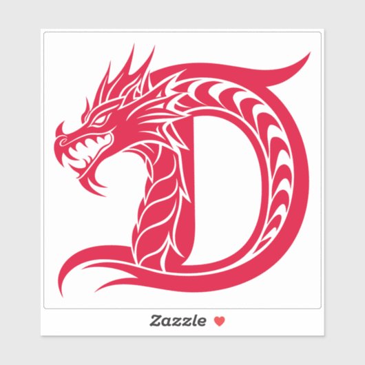 Dragon Styled Letter D, Dragon Alphabet, Monogram シール (シート)