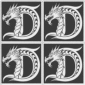 Dragon Styled Letter D, Dragon Alphabet, Monogram シール (正面)