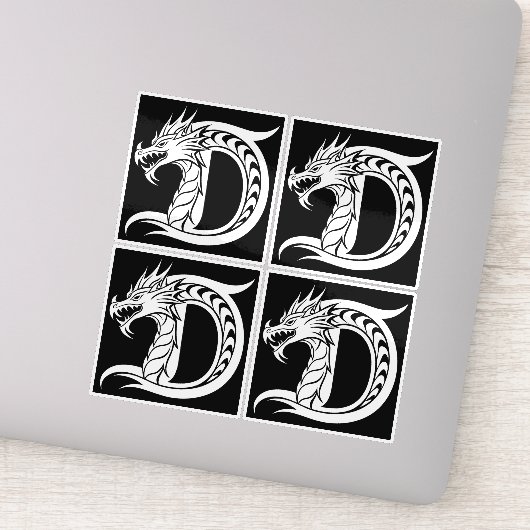 Dragon Styled Letter D, Dragon Alphabet, Monogram シール (詳細)