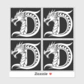 Dragon Styled Letter D, Dragon Alphabet, Monogram シール (シート)
