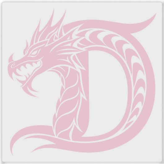 Dragon Styled Letter D, Dragon Alphabet, Monogram シール (正面)