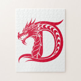 Dragon Styled Letter D, Dragon Alphabet, Monogram ジグソーパズル