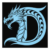 Dragon Styled Letter D, Dragon Alphabet, Monogram フォトプリント (正面)