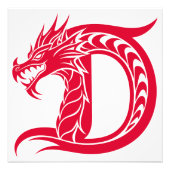 Dragon Styled Letter D, Dragon Alphabet, Monogram フォトプリント (正面)