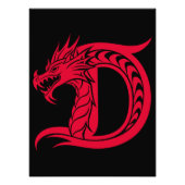Dragon Styled Letter D, Dragon Alphabet, Monogram フォトプリント (正面)