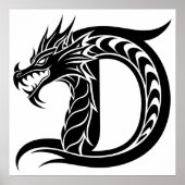 Dragon Styled Letter D, Dragon Alphabet, Monogram ポスター (正面)