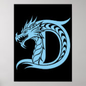 Dragon Styled Letter D, Dragon Alphabet, Monogram ポスター (正面)