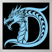 Dragon Styled Letter D, Dragon Alphabet, Monogram ポスター (正面)