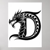 Dragon Styled Letter D, Dragon Alphabet, Monogram ポスター (正面)