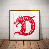 Dragon Styled Letter D, Dragon Alphabet, Monogram ポスター