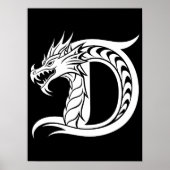 Dragon Styled Letter D, Dragon Alphabet, Monogram ポスター (正面)