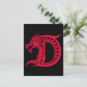 Dragon Styled Letter D, Dragon Alphabet, Monogram ポストカード (スタンド正面)