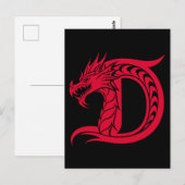 Dragon Styled Letter D, Dragon Alphabet, Monogram ポストカード (正面/裏面)