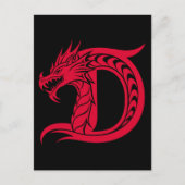 Dragon Styled Letter D, Dragon Alphabet, Monogram ポストカード (正面)