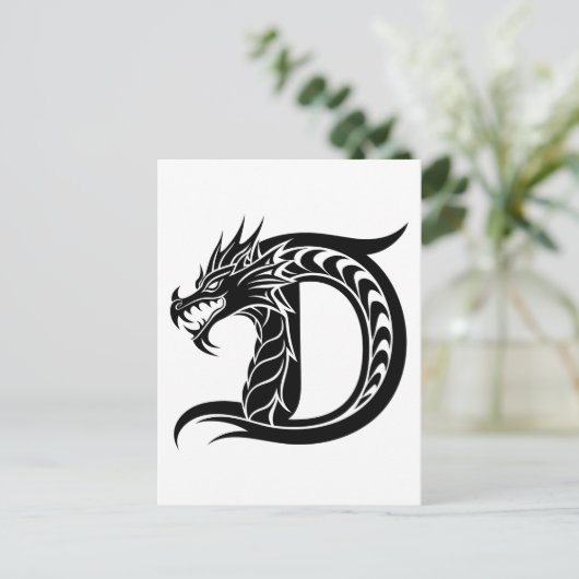 Dragon Styled Letter D, Dragon Alphabet, Monogram ポストカード (スタンド正面)