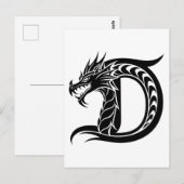 Dragon Styled Letter D, Dragon Alphabet, Monogram ポストカード (正面/裏面)