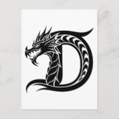Dragon Styled Letter D, Dragon Alphabet, Monogram ポストカード (正面)