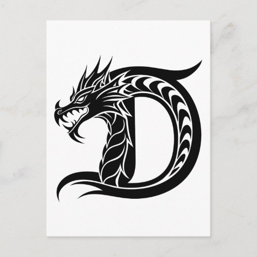 Dragon Styled Letter D, Dragon Alphabet, Monogram ポストカード (正面)