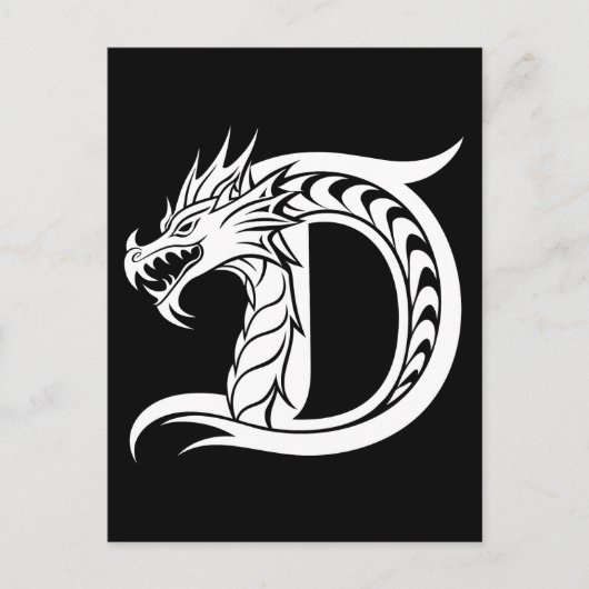 Dragon Styled Letter D, Dragon Alphabet, Monogram ポストカード (正面)