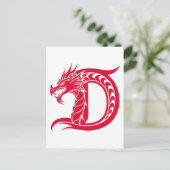 Dragon Styled Letter D, Dragon Alphabet, Monogram ポストカード (スタンド正面)
