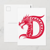 Dragon Styled Letter D, Dragon Alphabet, Monogram ポストカード (正面/裏面)