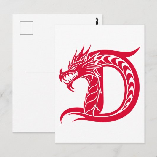 Dragon Styled Letter D, Dragon Alphabet, Monogram ポストカード (正面/裏面)