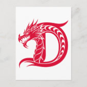Dragon Styled Letter D, Dragon Alphabet, Monogram ポストカード (正面)