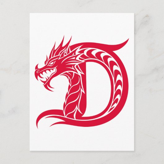 Dragon Styled Letter D, Dragon Alphabet, Monogram ポストカード (正面)