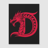 Dragon Styled Letter D, Dragon Alphabet, Monogram マグネット招待状 (正面)