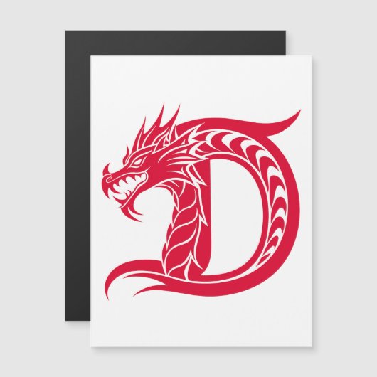 Dragon Styled Letter D, Dragon Alphabet, Monogram マグネット招待状 (正面/裏面)