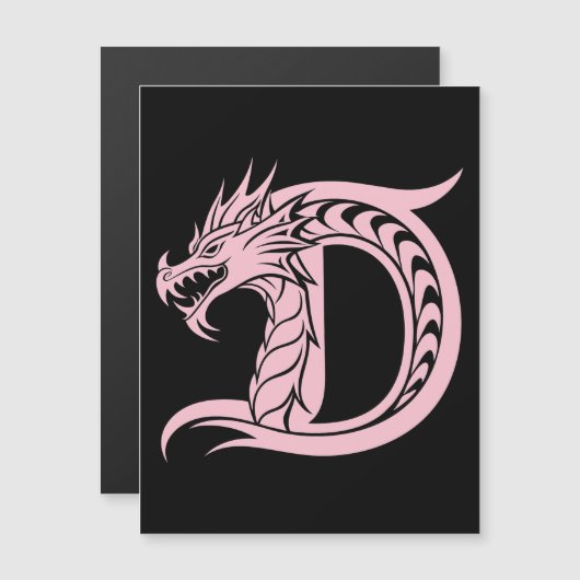 Dragon Styled Letter D, Dragon Alphabet, Monogram マグネット招待状 (正面/裏面)