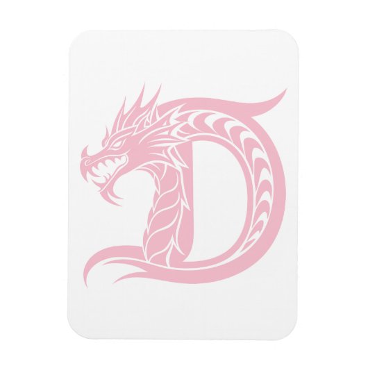 Dragon Styled Letter D, Dragon Alphabet, Monogram マグネット (縦)