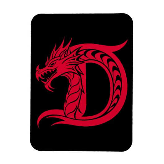 Dragon Styled Letter D, Dragon Alphabet, Monogram マグネット (縦)