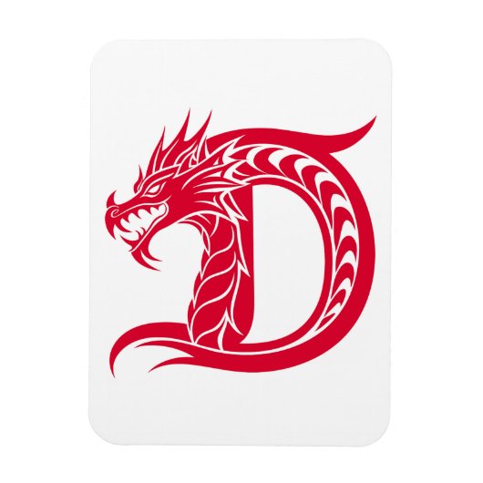Dragon Styled Letter D, Dragon Alphabet, Monogram マグネット (縦)
